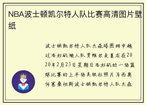 NBA波士顿凯尔特人队比赛高清图片壁纸