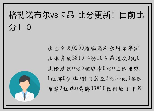 格勒诺布尔vs卡昂 比分更新！目前比分1-0